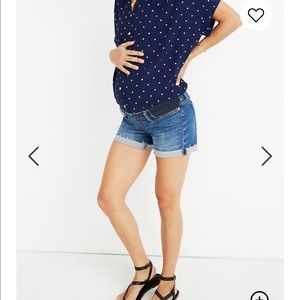 Maternity Side-Inset Jean Shorts: